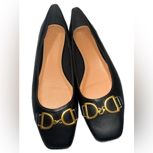 ASOS design Black Leather Square Toe Ballerina Flats w/Gold Accent, size 8, NWOT - Picture 8 of 8